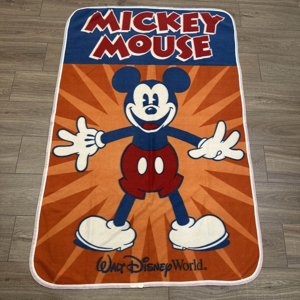 Disney Parks Exclusive Mickey Mouse Fleece Throw Blanket Soft Cozy Plush 61x40